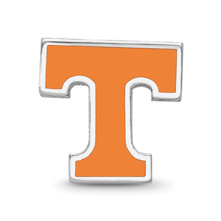 Sterling Silver Rhodium-plated LogoArt University of Tennessee Letter T Enameled Bead