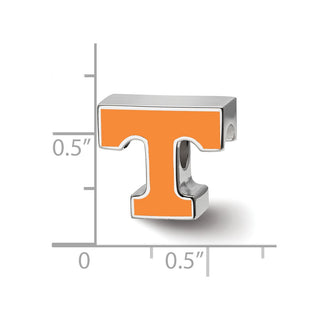 Sterling Silver Rhodium-plated LogoArt University of Tennessee Letter T Enameled Bead