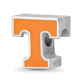 Sterling Silver Rhodium-plated LogoArt University of Tennessee Letter T Enameled Bead
