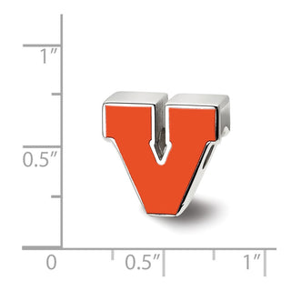 Sterling Silver Rhodium-plated LogoArt University of Virginia Block V Enameled Logo Bead
