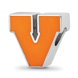 Sterling Silver Rhodium-plated LogoArt University of Virginia Block V Enameled Logo Bead