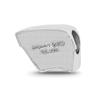 Sterling Silver Rhodium-plated LogoArt University of Wisconsin Letter W Enameled Logo Bead
