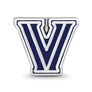 Sterling Silver Rhodium-plated LogoArt Villanova University Letter V Enameled Bead