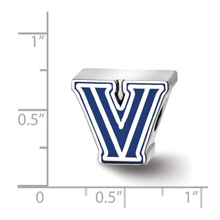 Sterling Silver Rhodium-plated LogoArt Villanova University Letter V Enameled Bead