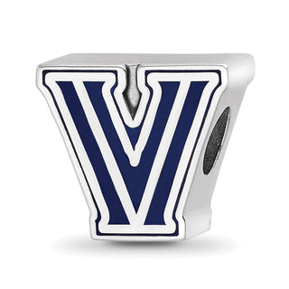Sterling Silver Rhodium-plated LogoArt Villanova University Letter V Enameled Bead