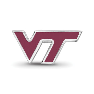 Sterling Silver Rhodium-plated LogoArt Virginia Tech V-T Enameled Logo Bead