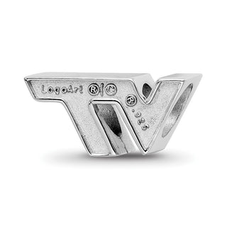 Sterling Silver Rhodium-plated LogoArt Virginia Tech V-T Enameled Logo Bead