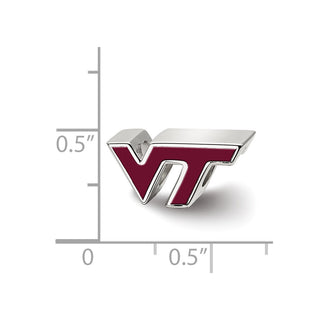 Sterling Silver Rhodium-plated LogoArt Virginia Tech V-T Enameled Logo Bead