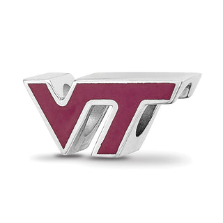 Sterling Silver Rhodium-plated LogoArt Virginia Tech V-T Enameled Logo Bead