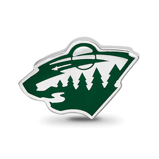 Sterling Silver NHL LogoArt Minnesota Wild Enameled Logo Bead