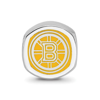 Sterling Silver NHL LogoArt Boston Bruins Double Logo Enameled Bead