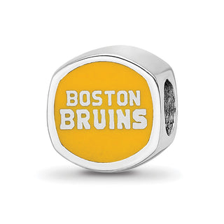 Sterling Silver NHL LogoArt Boston Bruins Double Logo Enameled Bead