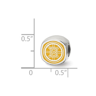 Sterling Silver NHL LogoArt Boston Bruins Double Logo Enameled Bead