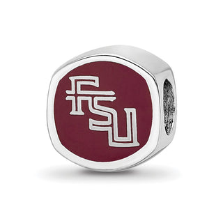 Sterling Silver LogoArt Florida State University Cushion Shaped Enameled Bead
