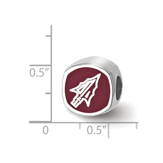 Sterling Silver LogoArt Florida State University Cushion Shaped Enameled Bead