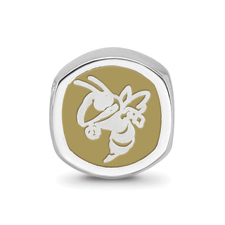 Sterling Silver Rhodium-plated LogoArt Georgia Institute of Technology Double Logo Enameled Bead