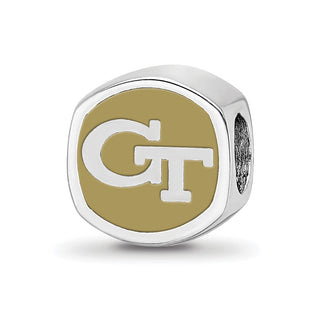 Sterling Silver Rhodium-plated LogoArt Georgia Institute of Technology Double Logo Enameled Bead