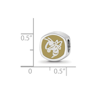 Sterling Silver Rhodium-plated LogoArt Georgia Institute of Technology Double Logo Enameled Bead