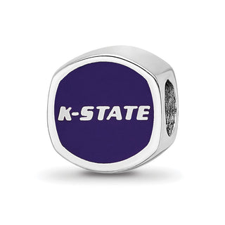 Sterling Silver Rhodium-plated LogoArt Kansas State University Enameled Double Logo Bead