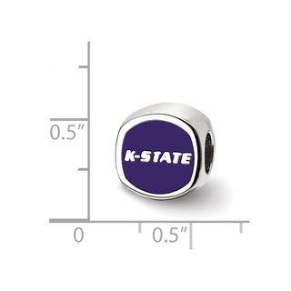 Sterling Silver Rhodium-plated LogoArt Kansas State University Enameled Double Logo Bead