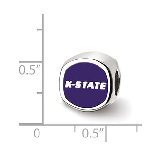 Sterling Silver Rhodium-plated LogoArt Kansas State University Enameled Double Logo Bead