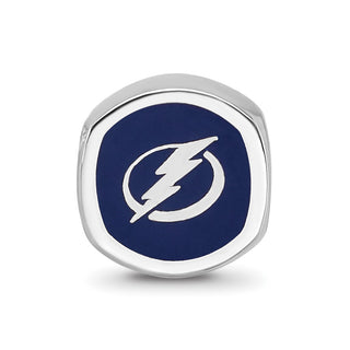 Sterling Silver NHL LogoArt Tampa Bay Lightning Cushion Shaped Enameled Logo Bead