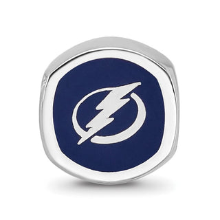 Sterling Silver NHL LogoArt Tampa Bay Lightning Cushion Shaped Enameled Logo Bead
