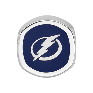 Sterling Silver NHL LogoArt Tampa Bay Lightning Cushion Shaped Enameled Logo Bead