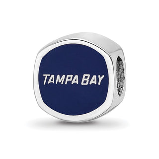 Sterling Silver NHL LogoArt Tampa Bay Lightning Cushion Shaped Enameled Logo Bead
