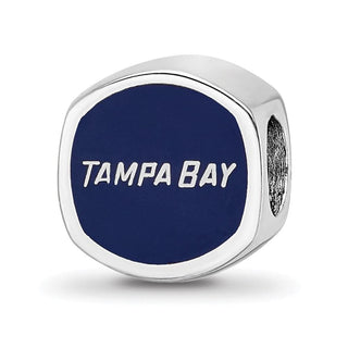 Sterling Silver NHL LogoArt Tampa Bay Lightning Cushion Shaped Enameled Logo Bead