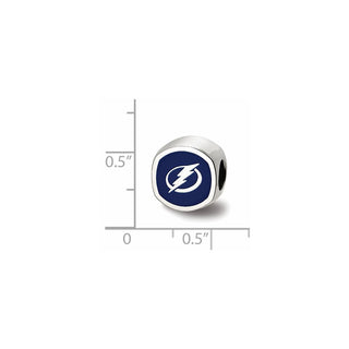 Sterling Silver NHL LogoArt Tampa Bay Lightning Cushion Shaped Enameled Logo Bead