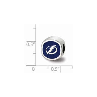 Sterling Silver NHL LogoArt Tampa Bay Lightning Cushion Shaped Enameled Logo Bead