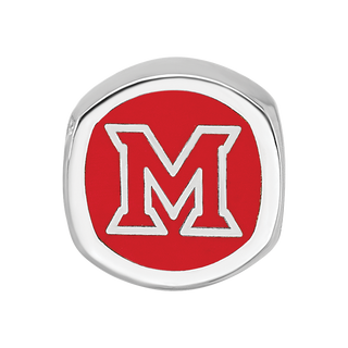 Sterling Silver Rhodium-plated LogoArt Miami University Ohio Double Logo Enameled Bead