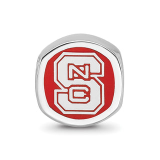 Sterling Silver Rhodium-plated LogoArt North Carolina State University N-C-S Enameled Bead