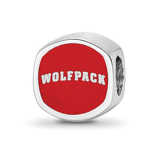 Sterling Silver Rhodium-plated LogoArt North Carolina State University N-C-S Enameled Bead