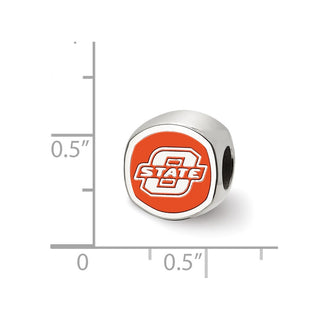 Sterling Silver Rhodium-plated LogoArt Oklahoma State University Enameled Double Logo Bead