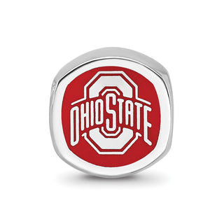 Sterling Silver Rhodium-plated LogoArt The Ohio State University Enameled Double Logo Bead