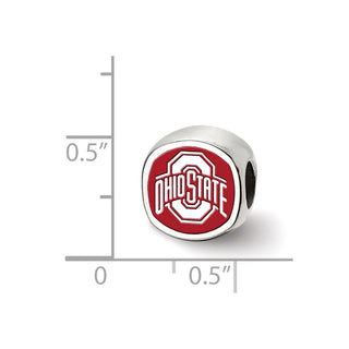 Sterling Silver Rhodium-plated LogoArt The Ohio State University Enameled Double Logo Bead
