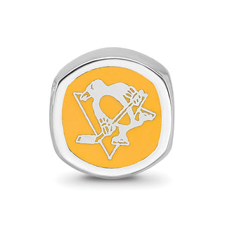 Sterling Silver NHL LogoArt Pittsburgh Penguins Enameled Double Logo Bead