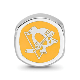 Sterling Silver NHL LogoArt Pittsburgh Penguins Enameled Double Logo Bead