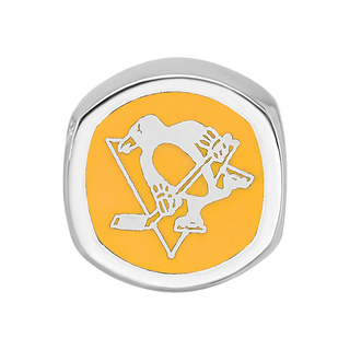 Sterling Silver NHL LogoArt Pittsburgh Penguins Enameled Double Logo Bead
