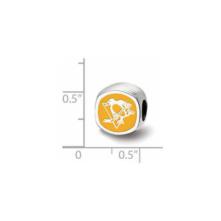 Sterling Silver NHL LogoArt Pittsburgh Penguins Enameled Double Logo Bead