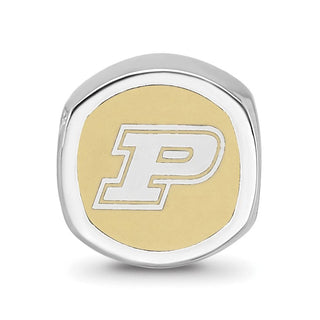 Sterling Silver Rhodium-plated LogoArt Purdue University Double Logo Enameled Bead