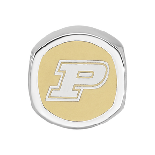 Sterling Silver Rhodium-plated LogoArt Purdue University Double Logo Enameled Bead