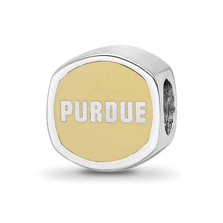 Sterling Silver Rhodium-plated LogoArt Purdue University Double Logo Enameled Bead