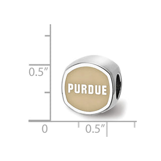 Sterling Silver Rhodium-plated LogoArt Purdue University Double Logo Enameled Bead