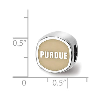 Sterling Silver Rhodium-plated LogoArt Purdue University Double Logo Enameled Bead