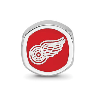 Sterling Silver Rhodium-plated NHL LogoArt Detroit Red Wings Double Logo Enameled Bead
