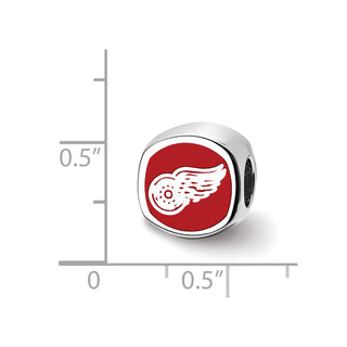 Sterling Silver Rhodium-plated NHL LogoArt Detroit Red Wings Double Logo Enameled Bead