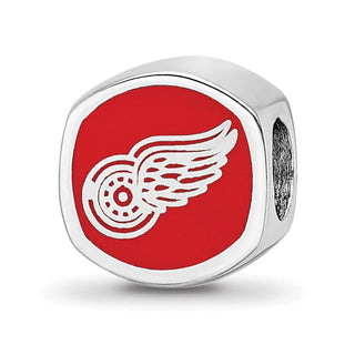 Sterling Silver Rhodium-plated NHL LogoArt Detroit Red Wings Double Logo Enameled Bead